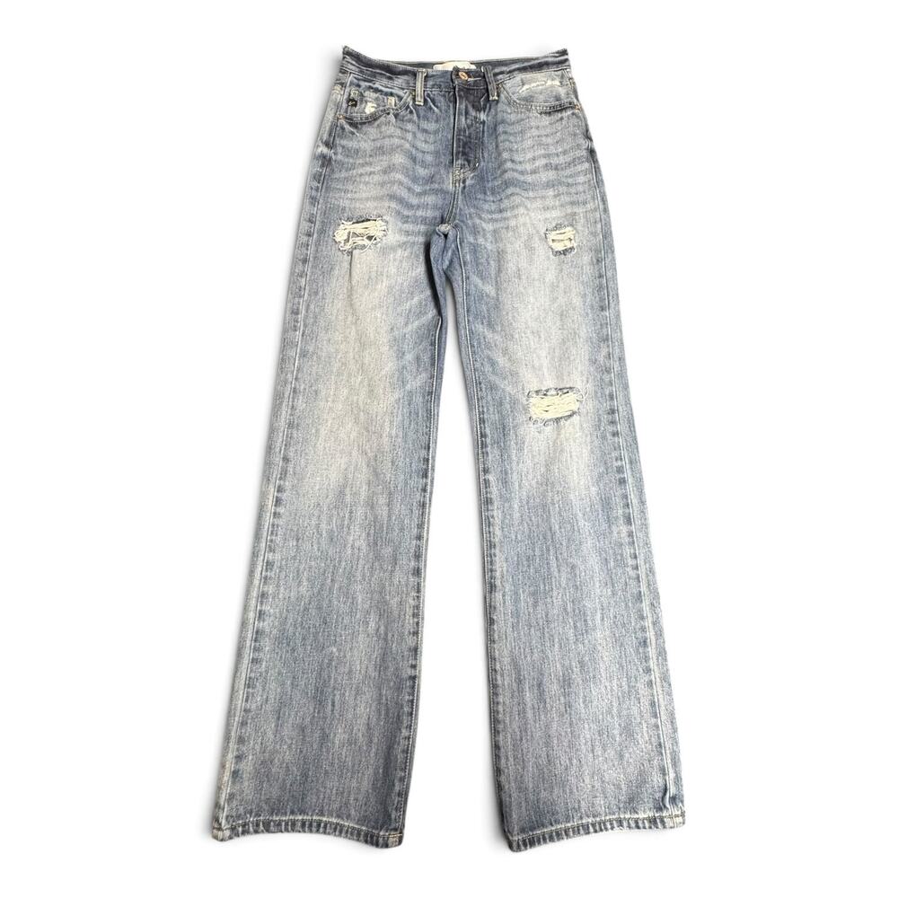 KanCan Montana Ultra High Rise 90's Flare Jeans Cotton Med Wash‎ Button Fly 3/25